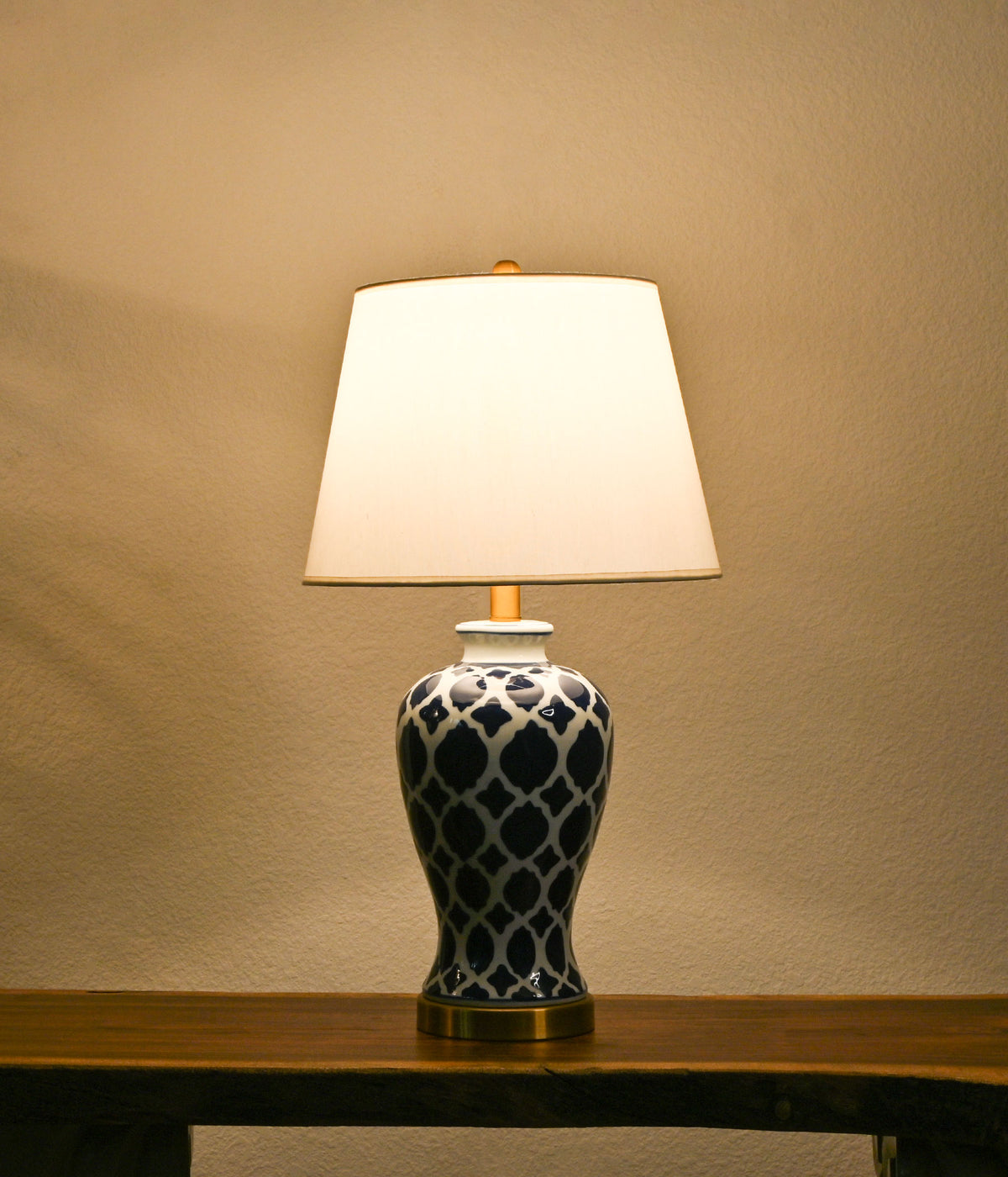 Enigma printed blue Ceramic lamp