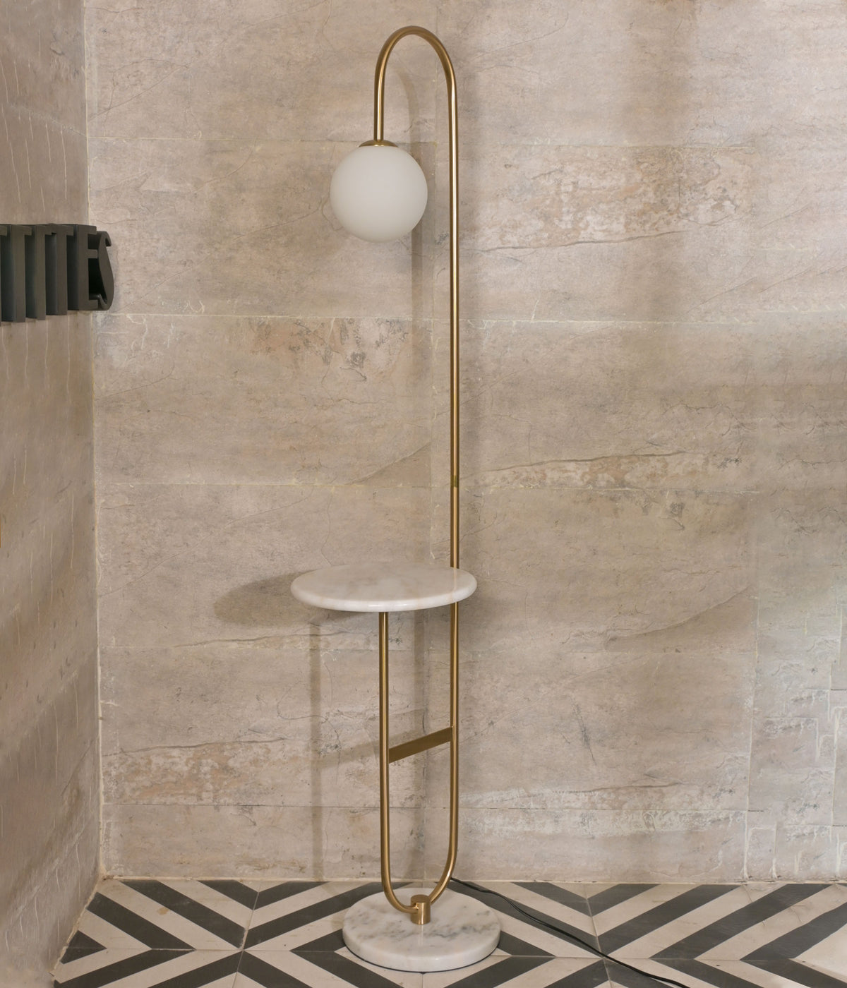 Matt Brass Marble Globe Floor Lamp