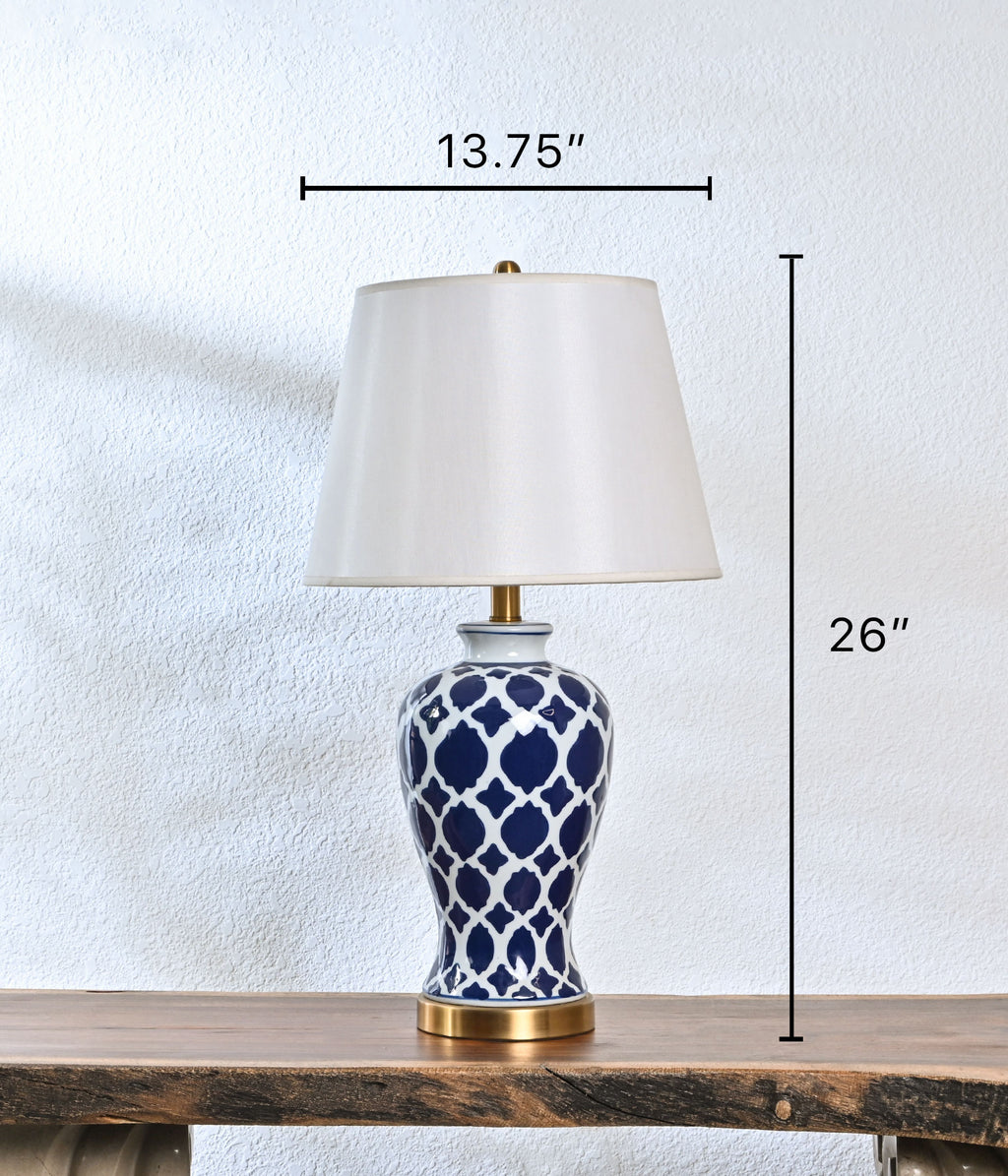 Enigma printed blue Ceramic lamp
