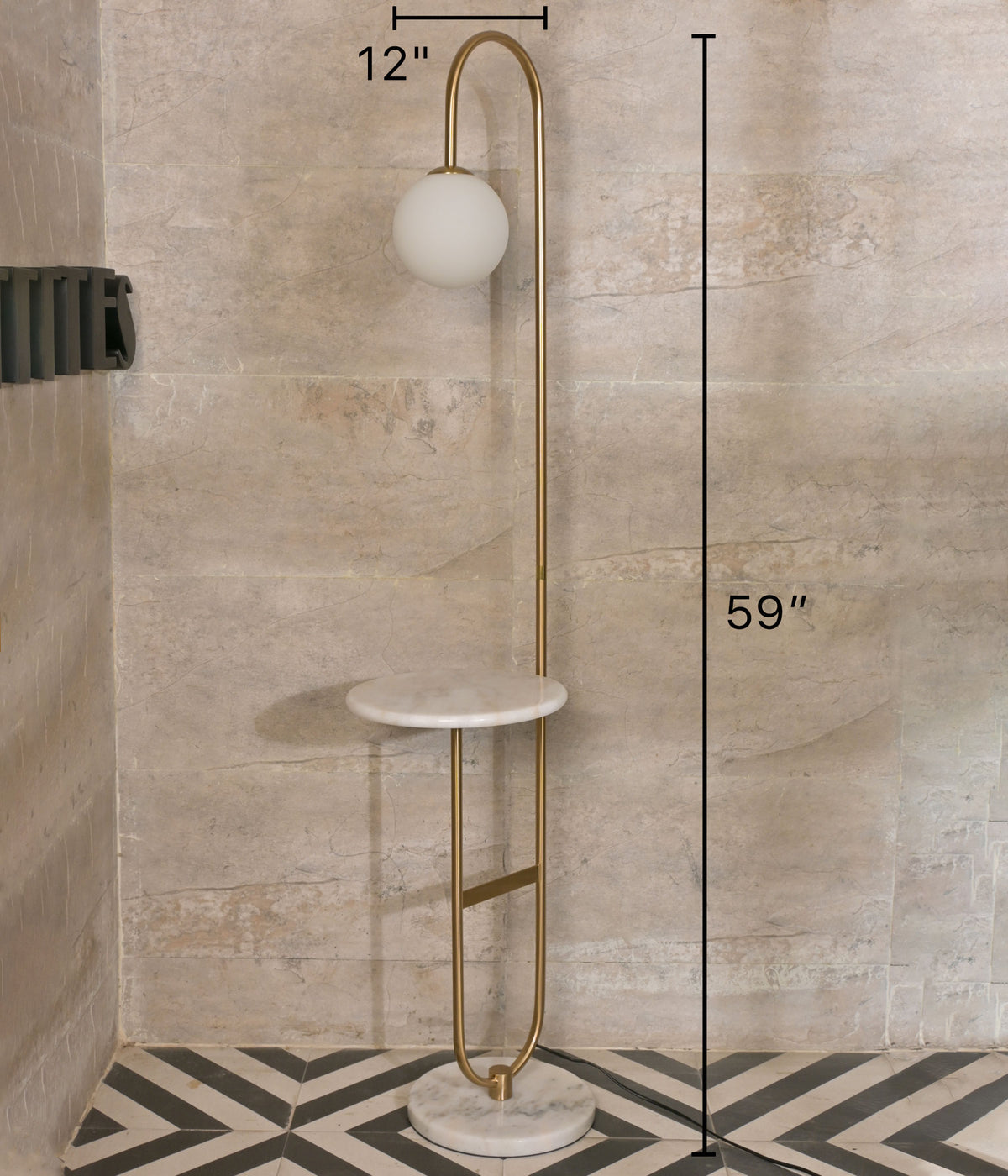 Matt Brass Marble Globe Floor Lamp