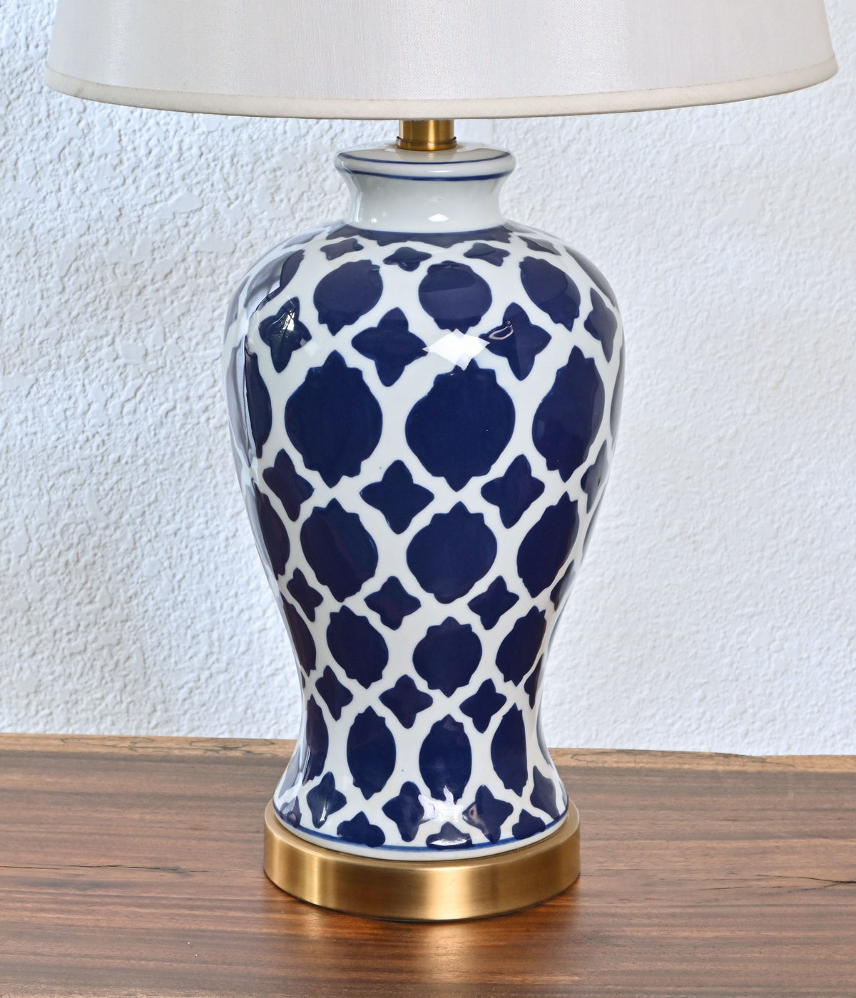 Enigma printed blue Ceramic lamp