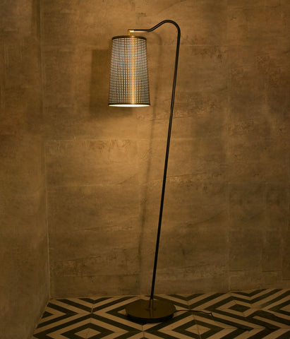 Antique Finish Metal Shade Floor Lamp