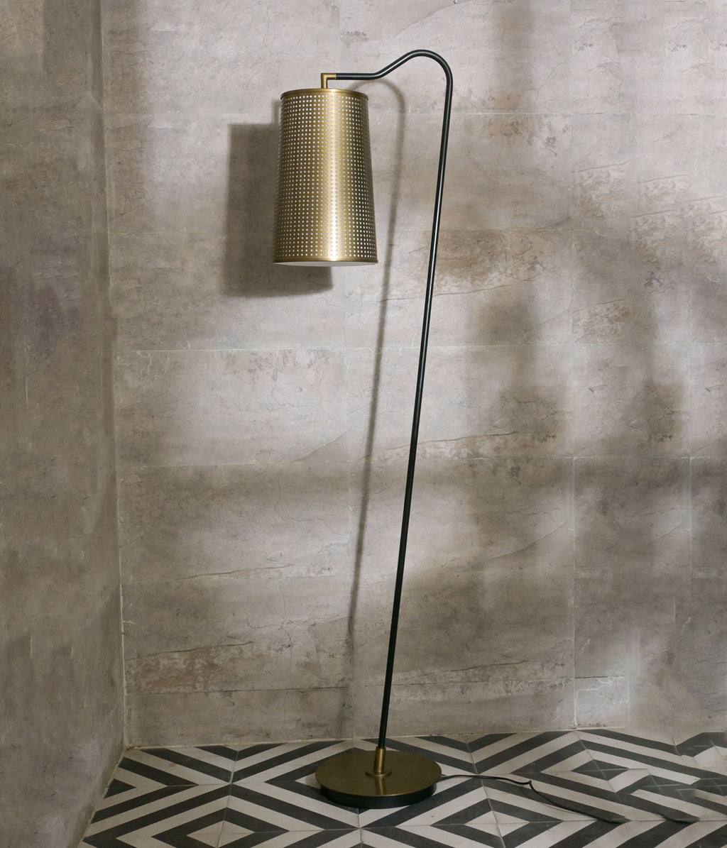 Antique Finish Metal Shade Floor Lamp