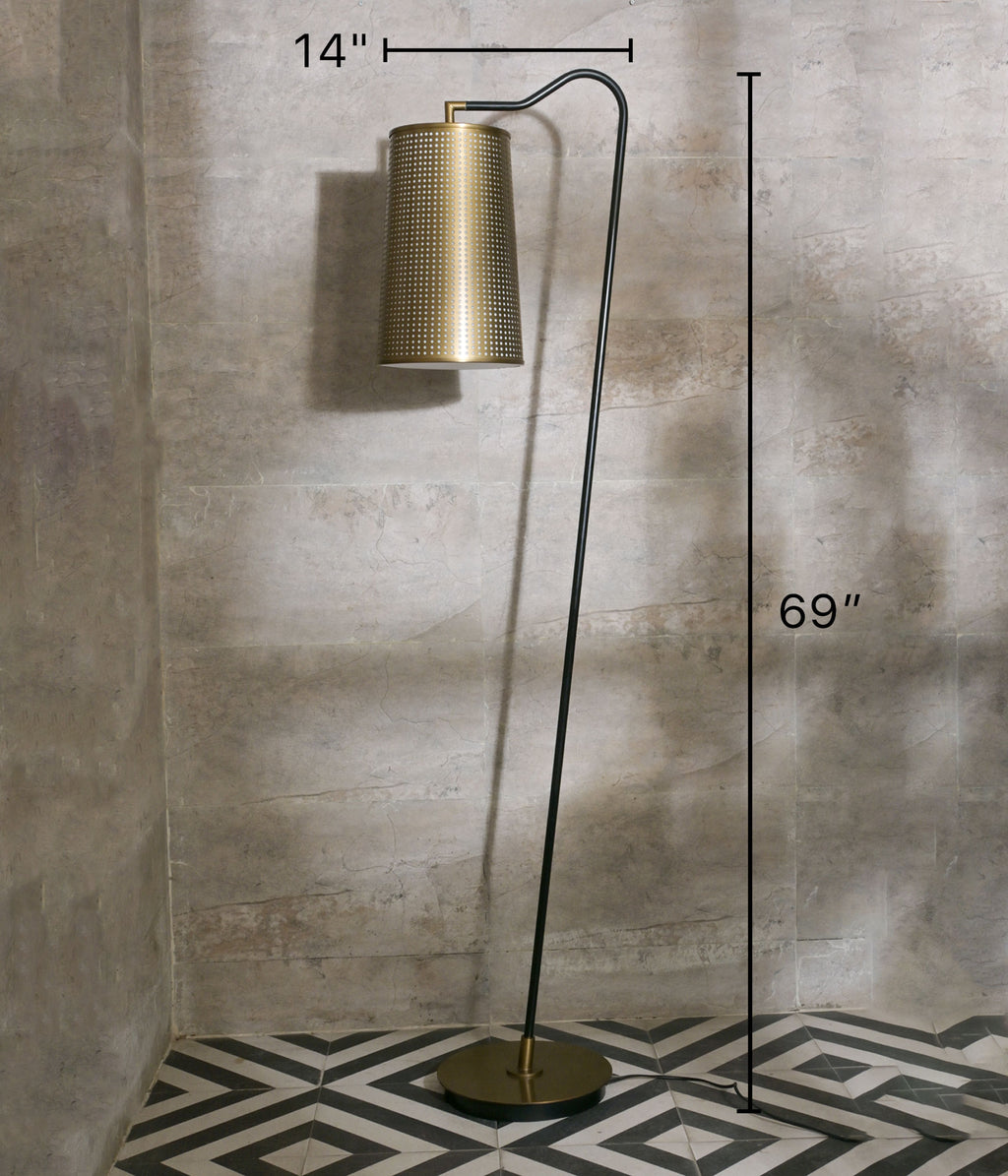 Antique Finish Metal Shade Floor Lamp