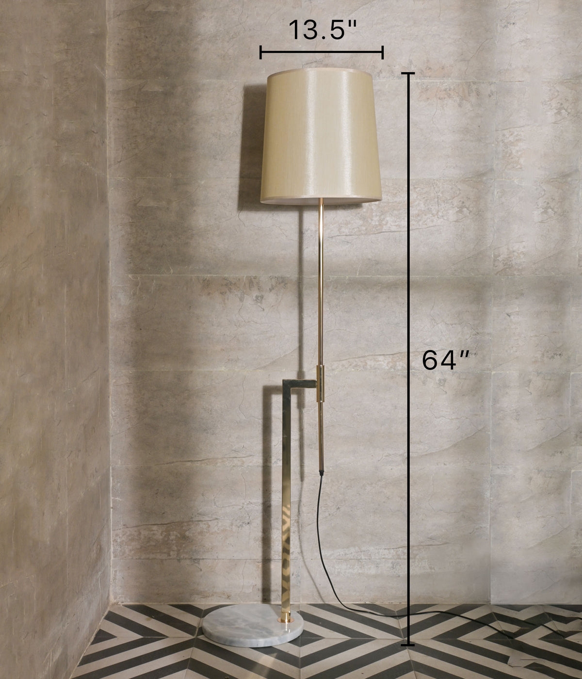 French Gold Marble Floor Lamp