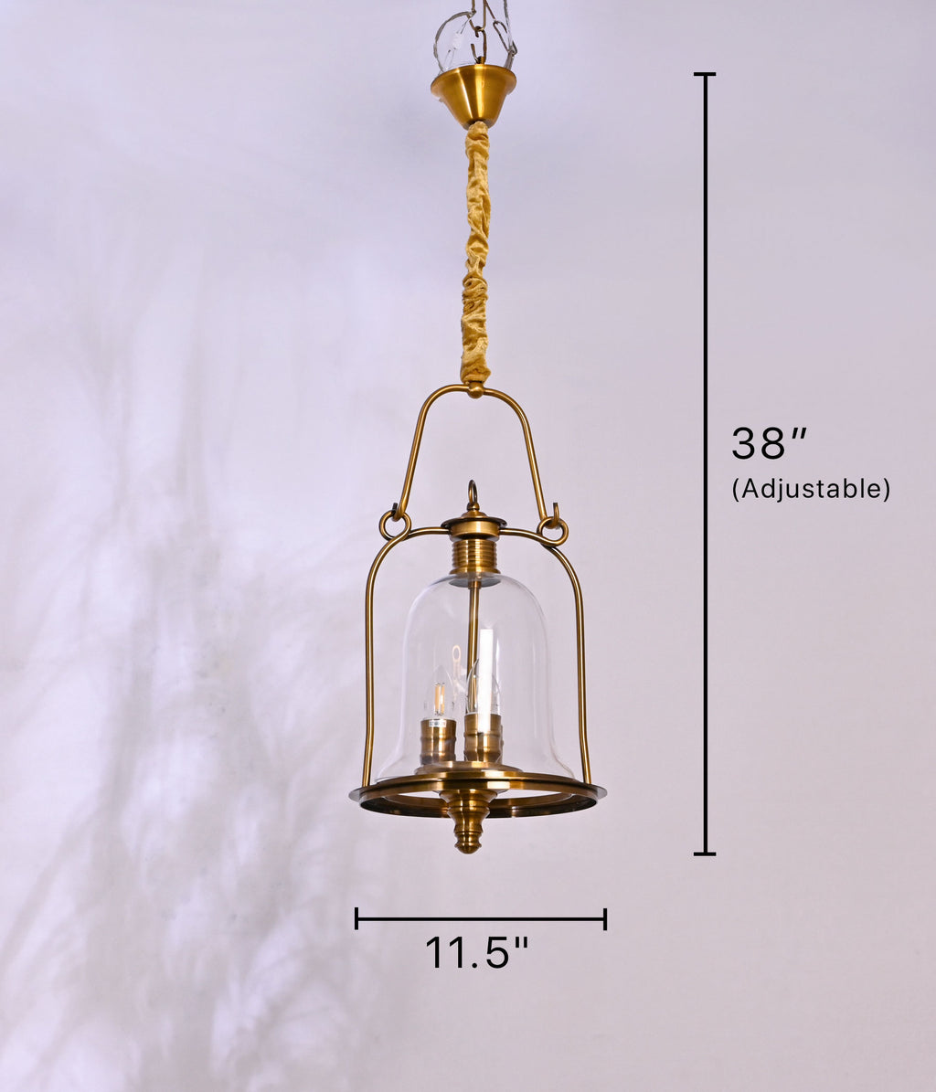 Clear Glass Antique Brass Pendant