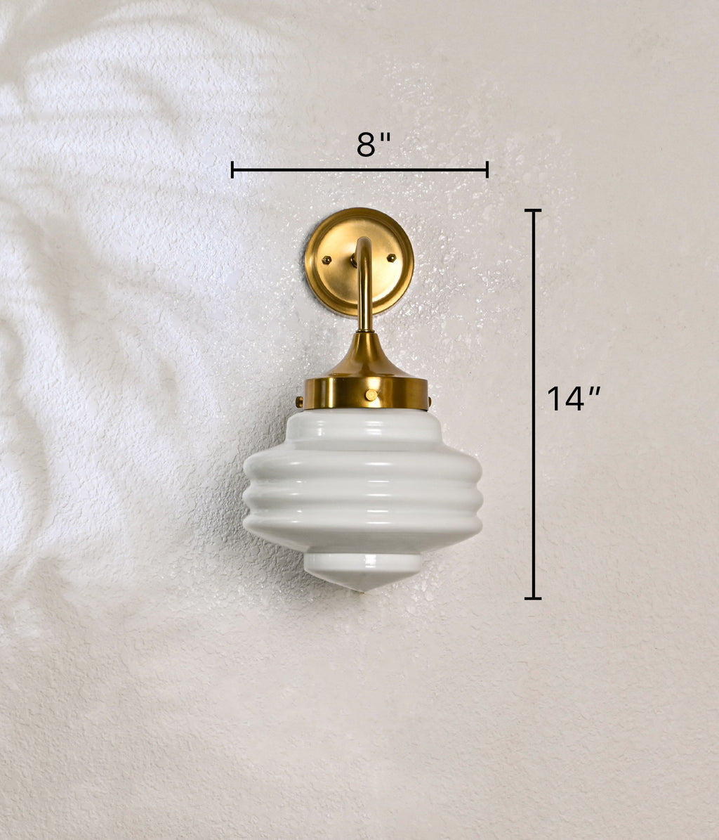 "Opal Radiance Matte Brass Wall Light"