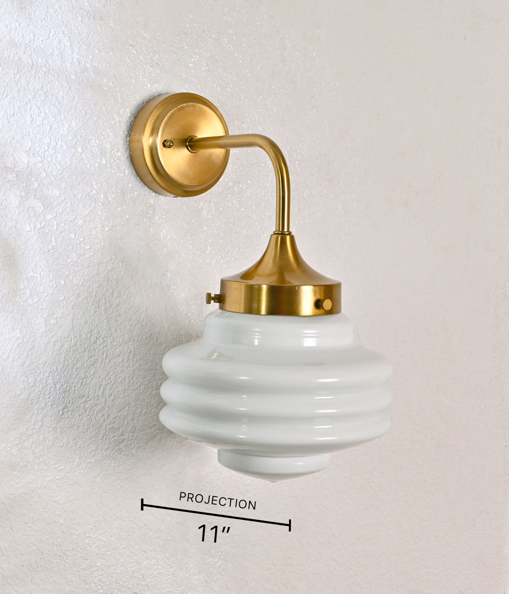 "Opal Radiance Matte Brass Wall Light"