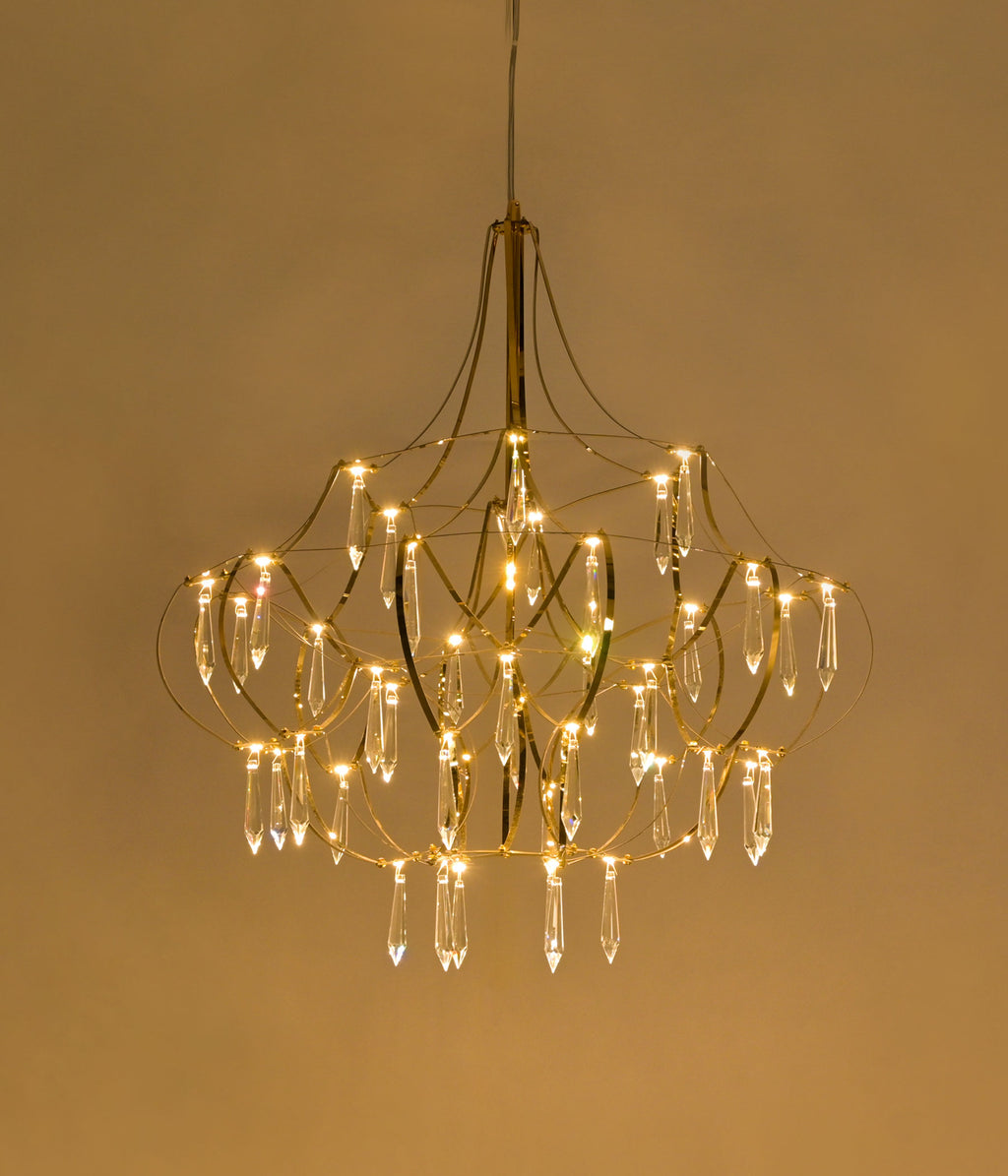 LED Crystal Droplet Gold Chandelier