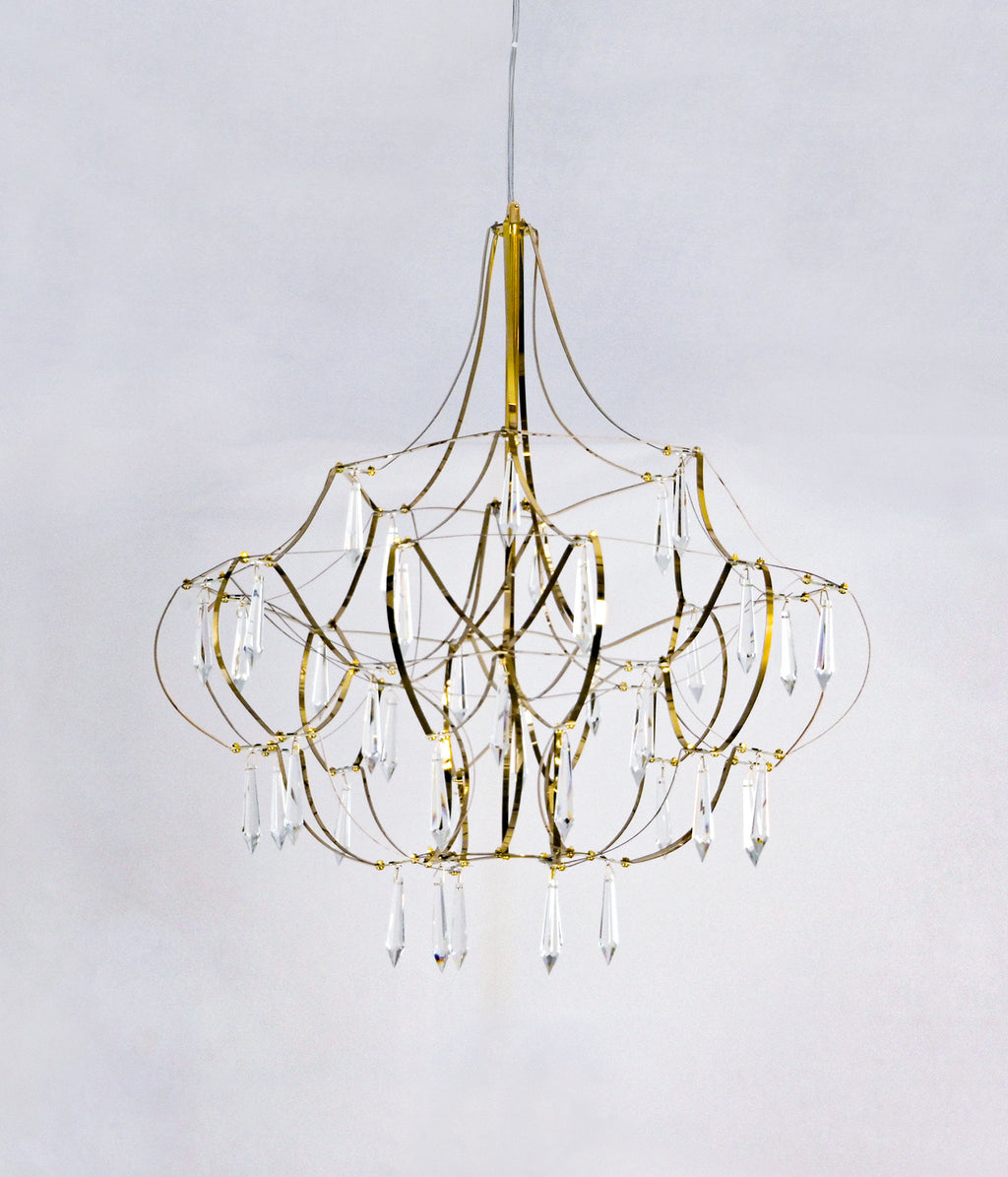 LED Crystal Droplet Gold Chandelier