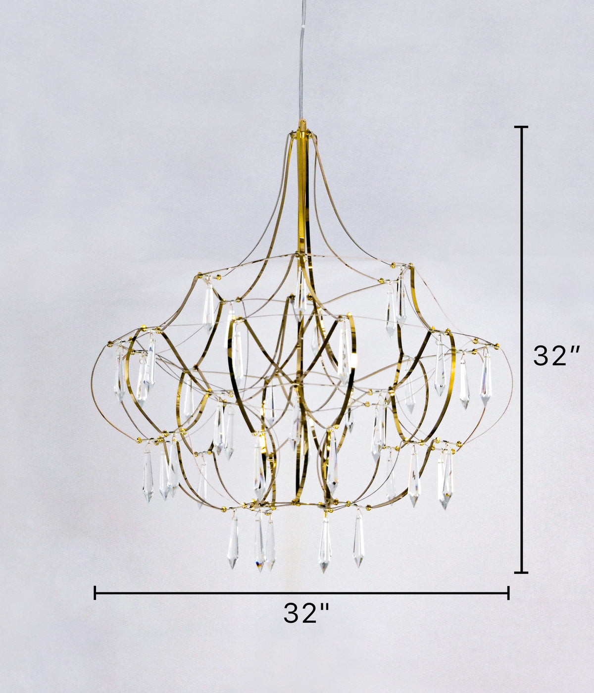 LED Crystal Droplet Gold Chandelier