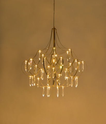 Gold Finish Crystal Droplet Chandelier