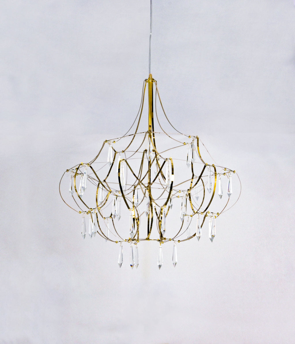 Gold Finish Crystal Droplet Chandelier