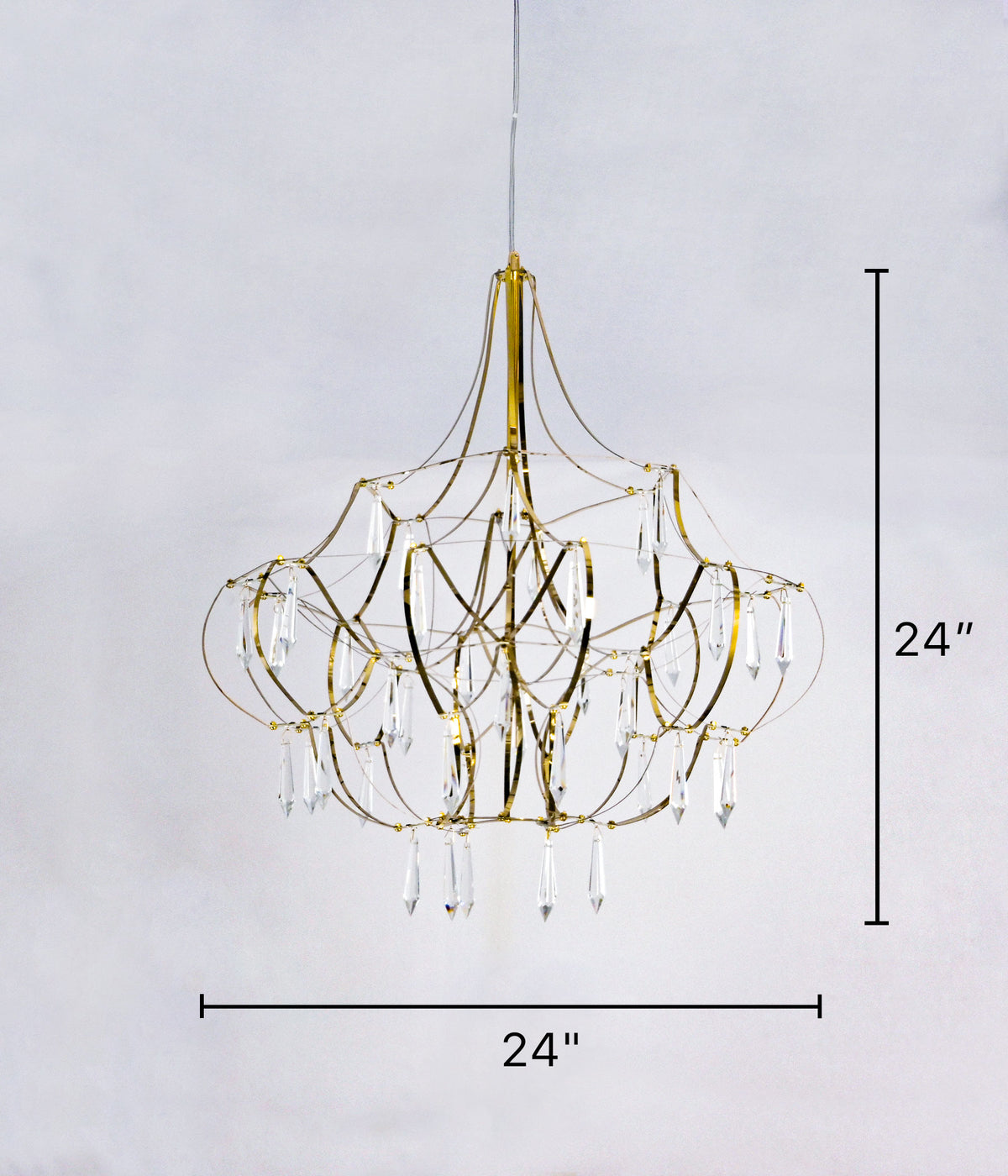 Gold Finish Crystal Droplet Chandelier