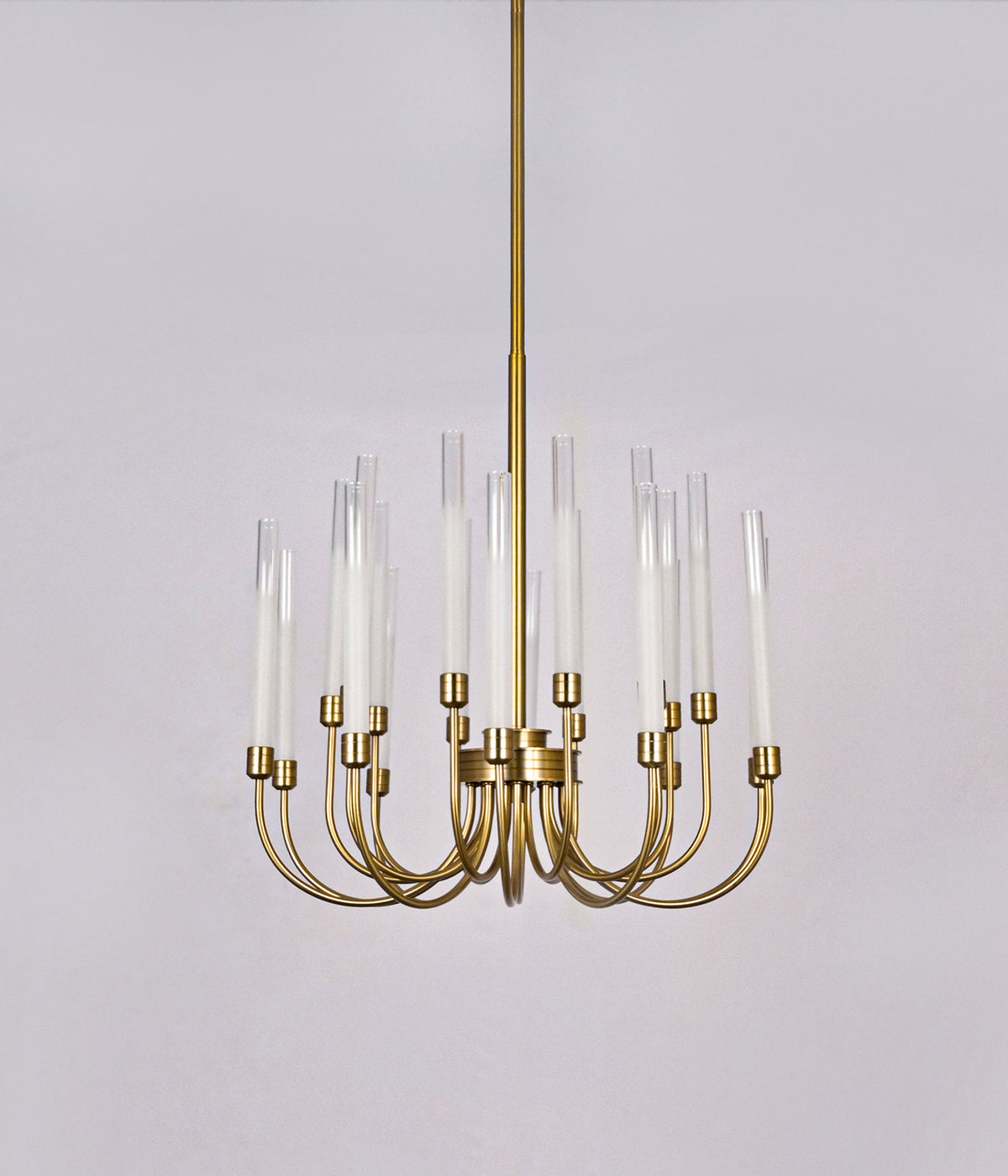 Frosted Tube Glass Antique Brass Chandelier