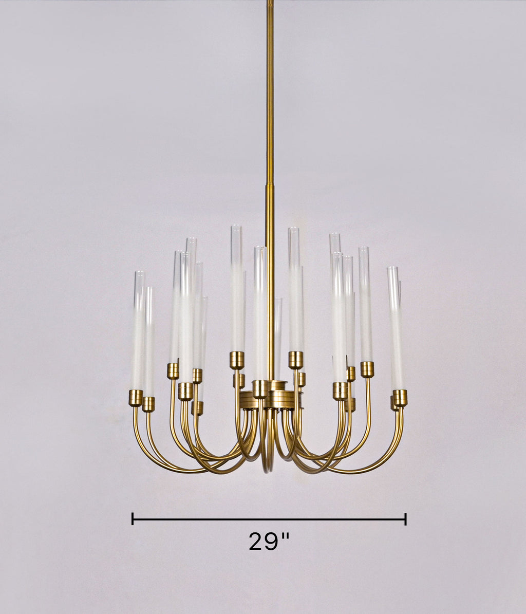 Frosted Tube Glass Antique Brass Chandelier