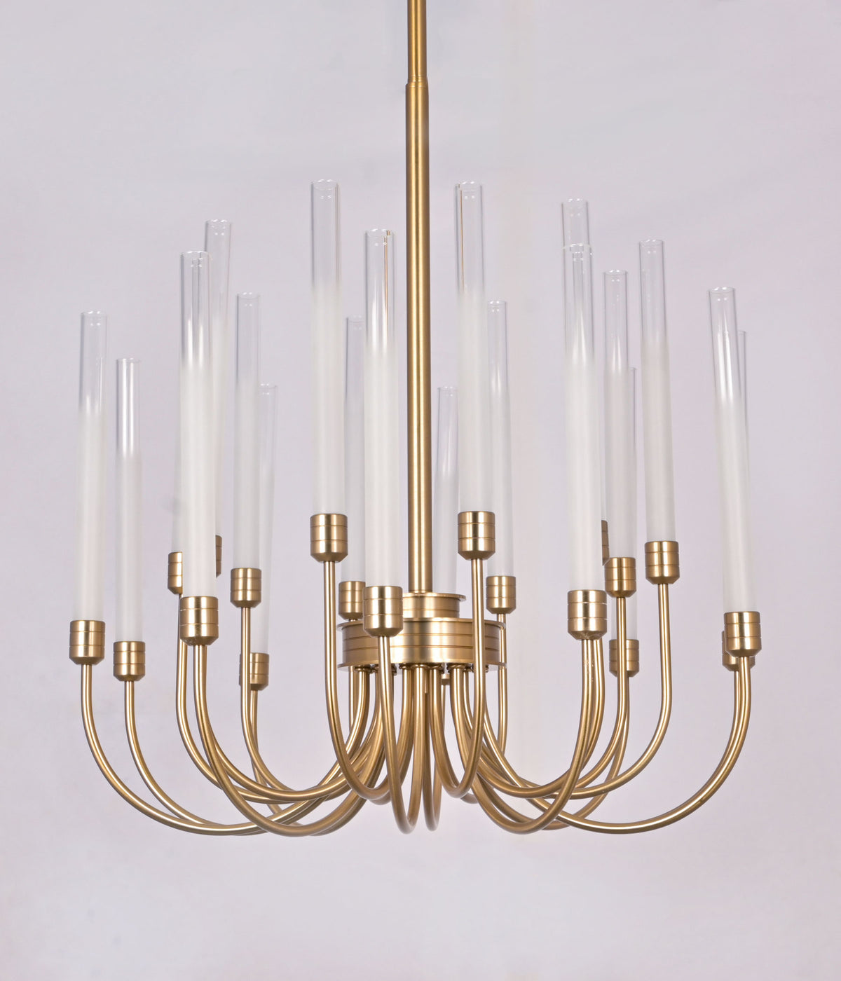 Frosted Tube Glass Antique Brass Chandelier