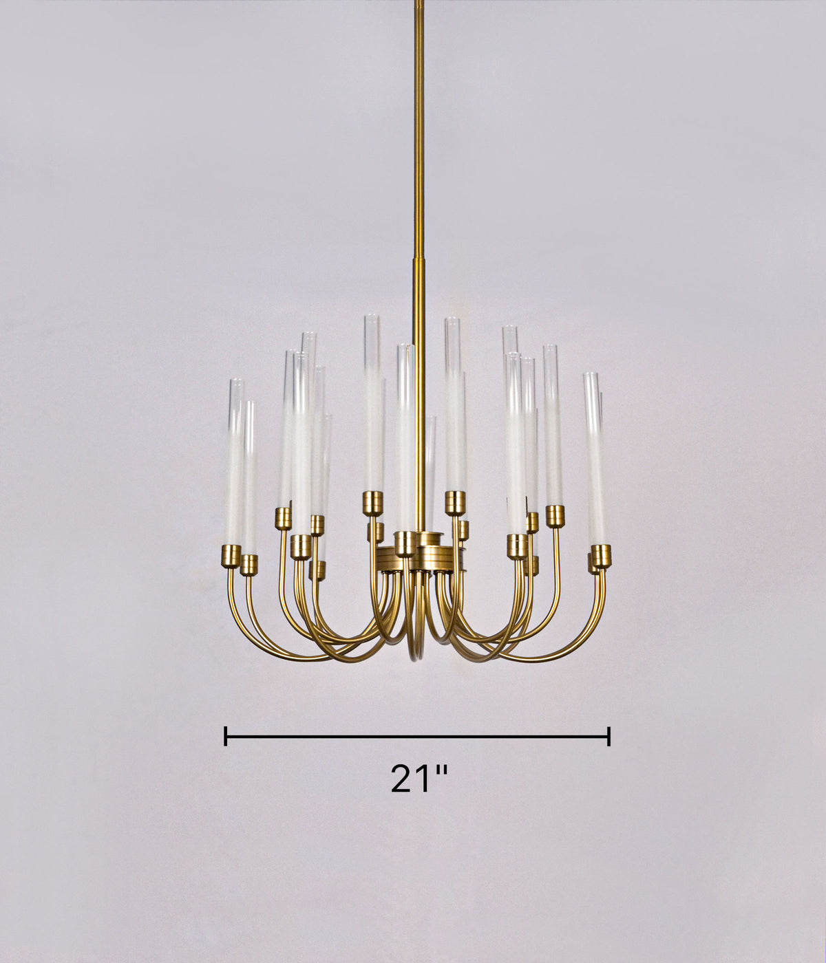 Antique Brass Frosted Glass Tube Chandelier