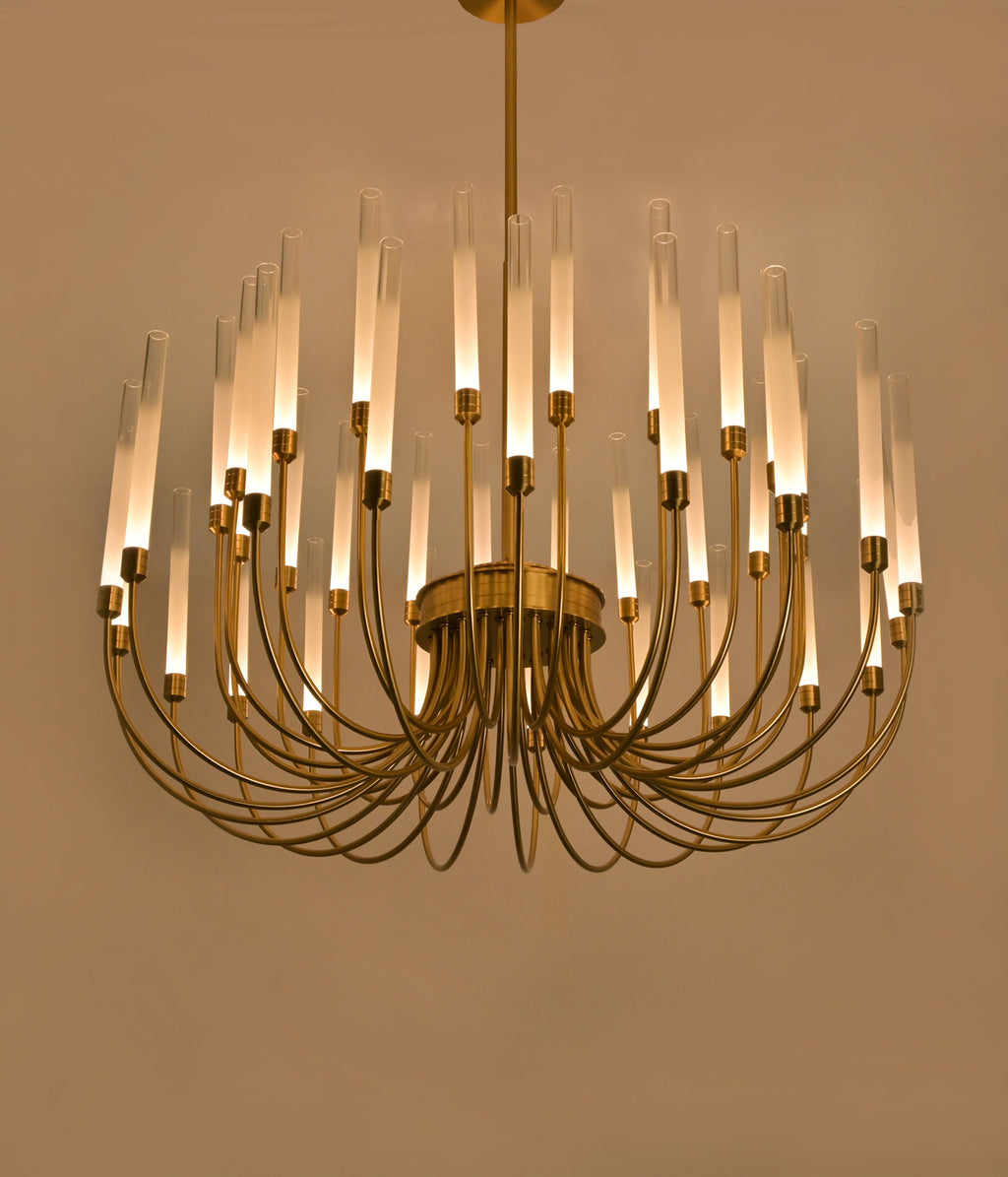 Frosted Clear Glass Tube Chandelier