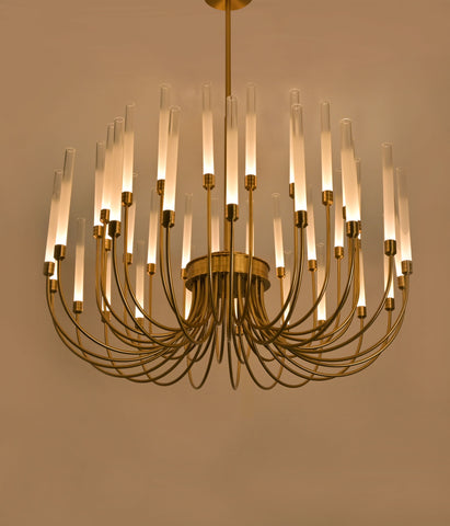 Frosted Clear Glass Tube Chandelier