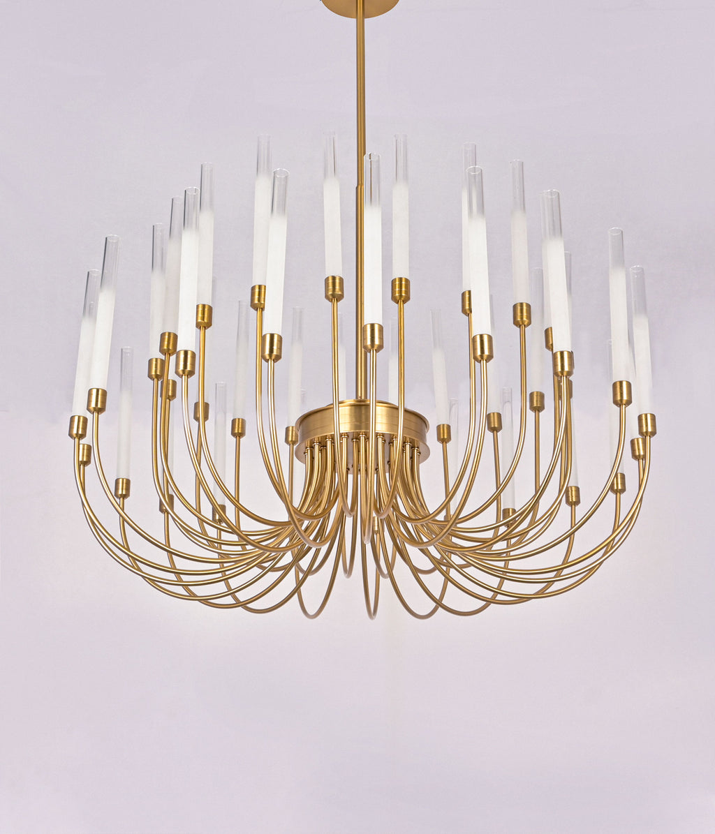 Frosted Clear Glass Tube Chandelier