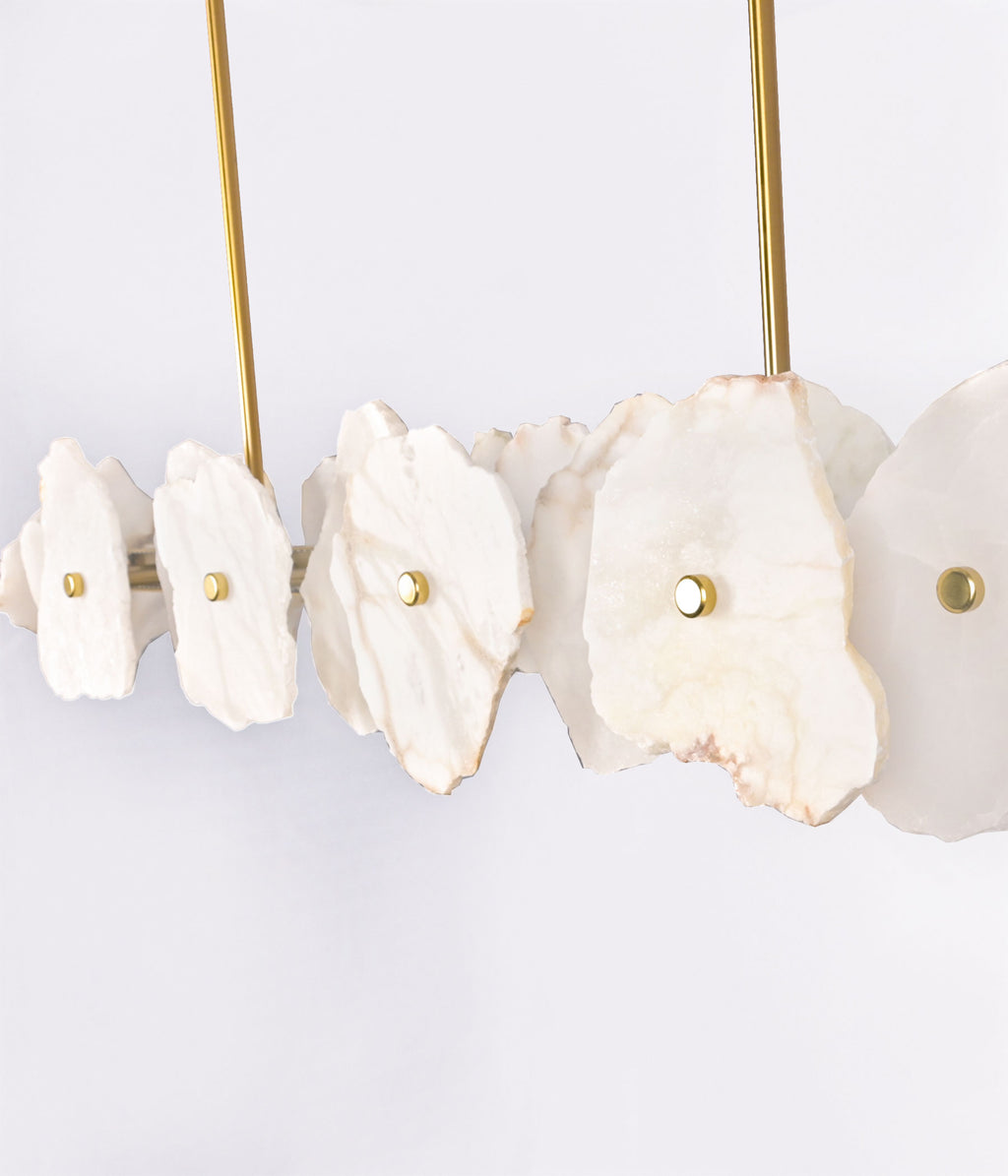 Alabaster Stone & Matt Brass Pendant