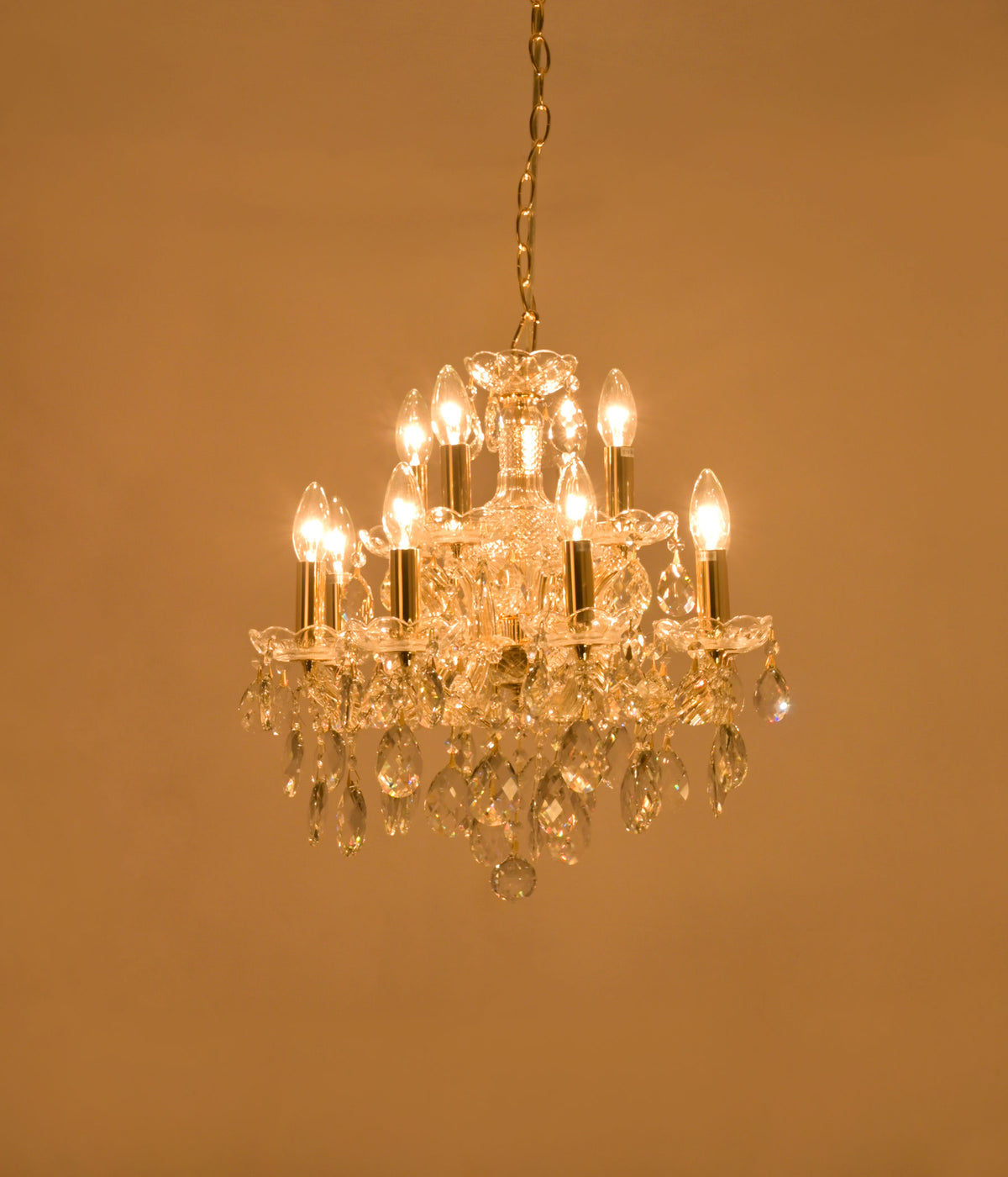 12-Light Gold Plated Crystal Chandelier