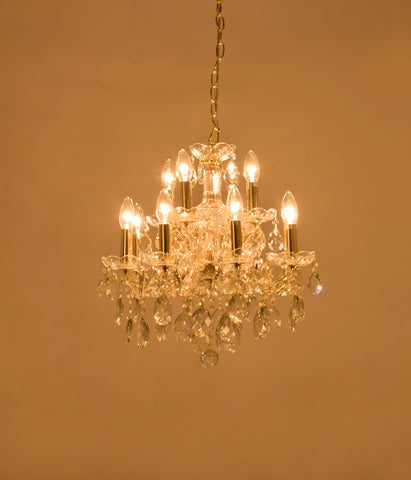 12-Light Gold Plated Crystal Chandelier