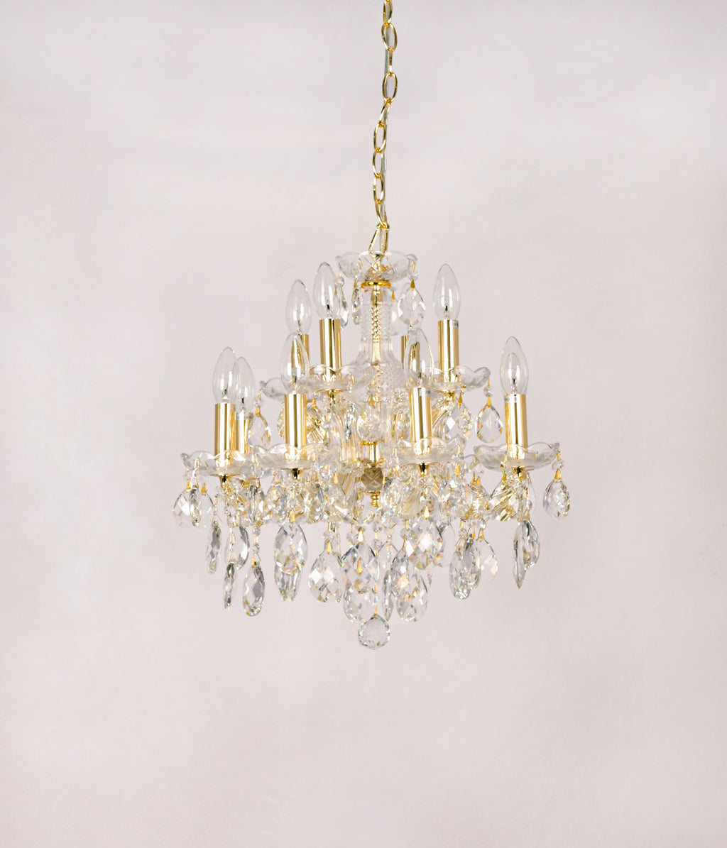 12-Light Gold Plated Crystal Chandelier