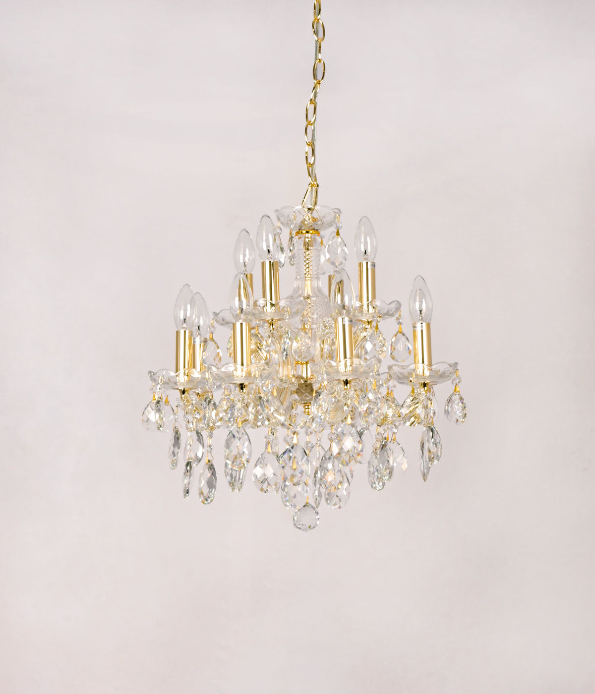 12-Light Gold Plated Crystal Chandelier