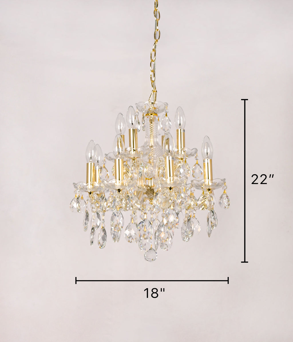 12-Light Gold Plated Crystal Chandelier