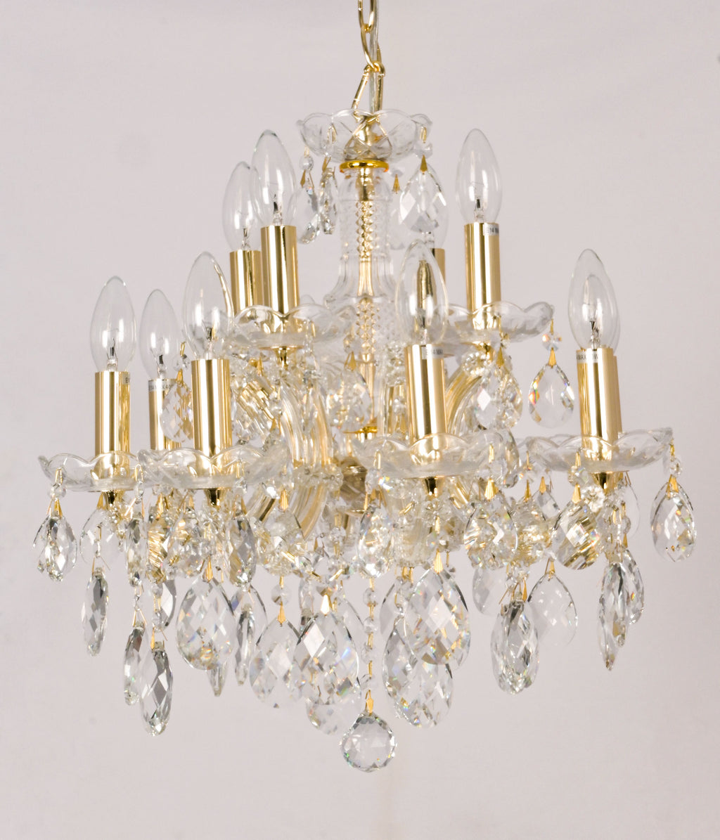 12-Light Gold Plated Crystal Chandelier