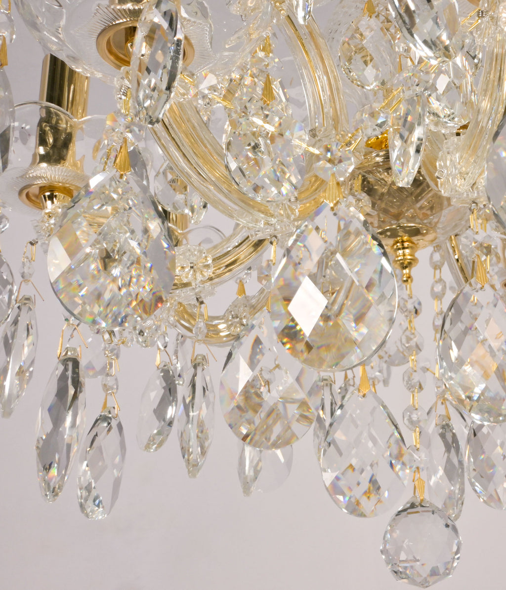 12-Light Gold Plated Crystal Chandelier