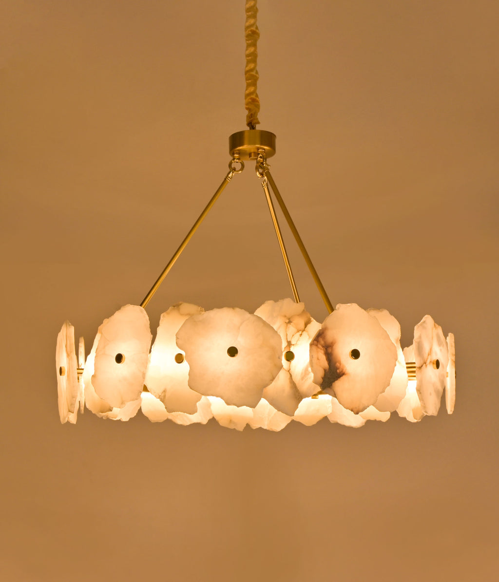 Alabaster Stone Brass Pendant Light