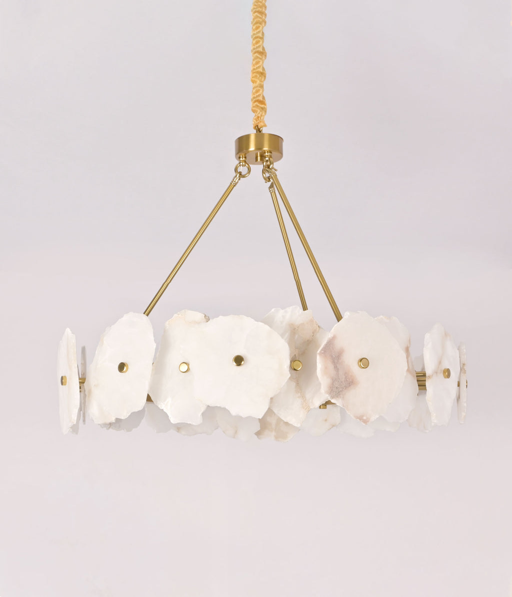 Alabaster Stone Brass Pendant Light