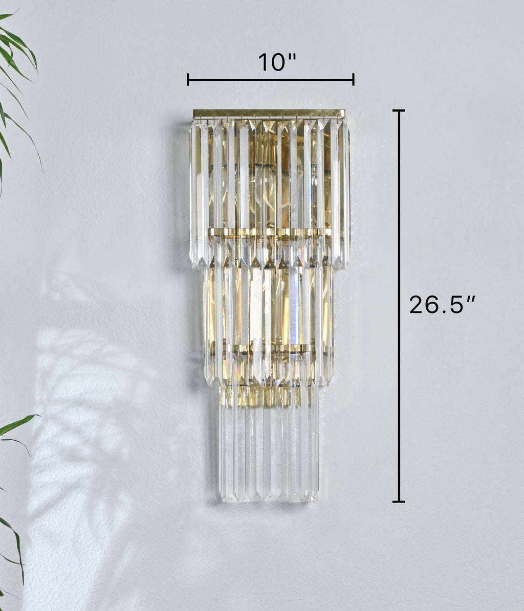 Modern Crystal Tower Sconce Trio