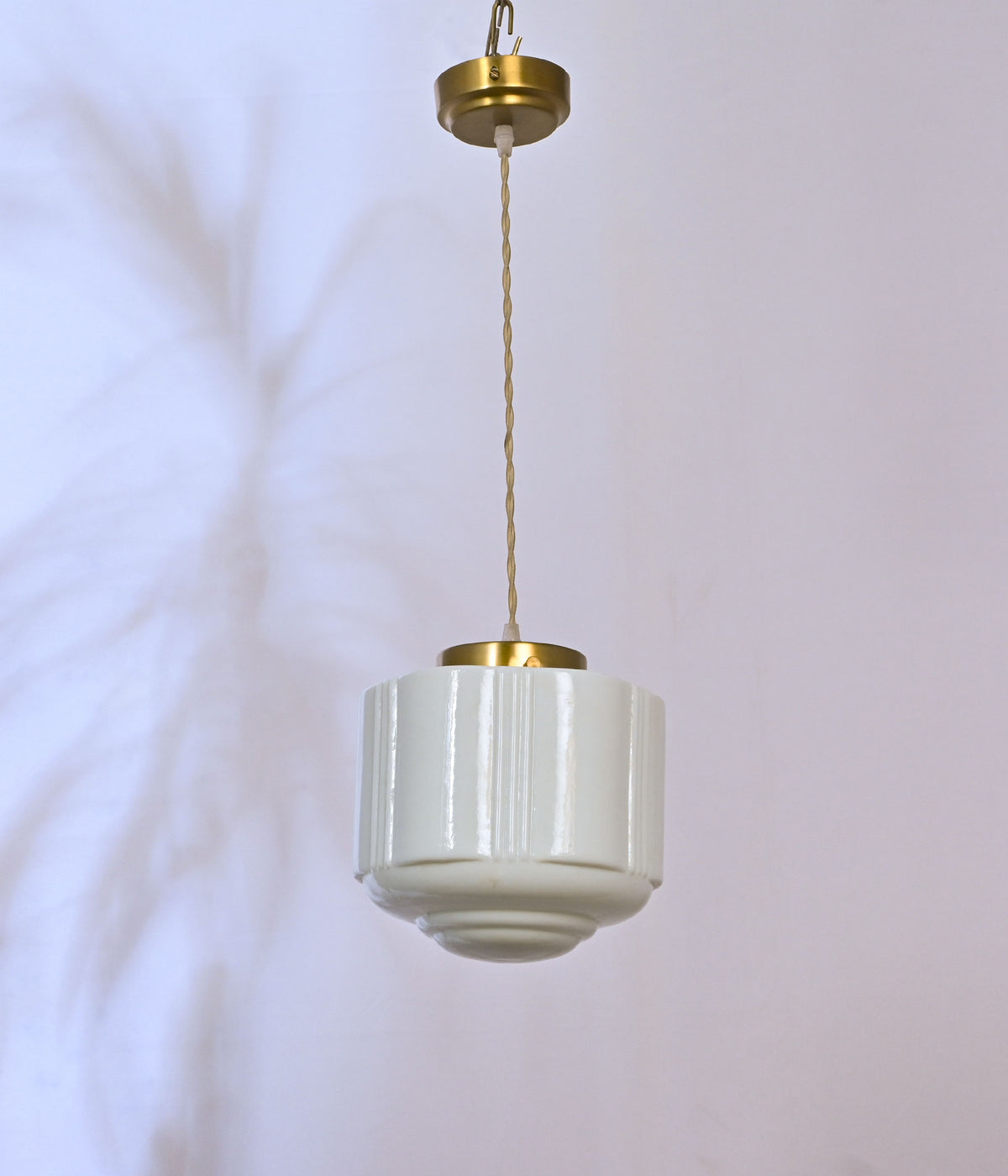 Opal Glass and Matt Brass Pendant