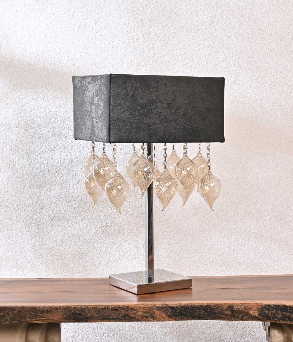 Leatherite Luxe Blown Glass Lamp