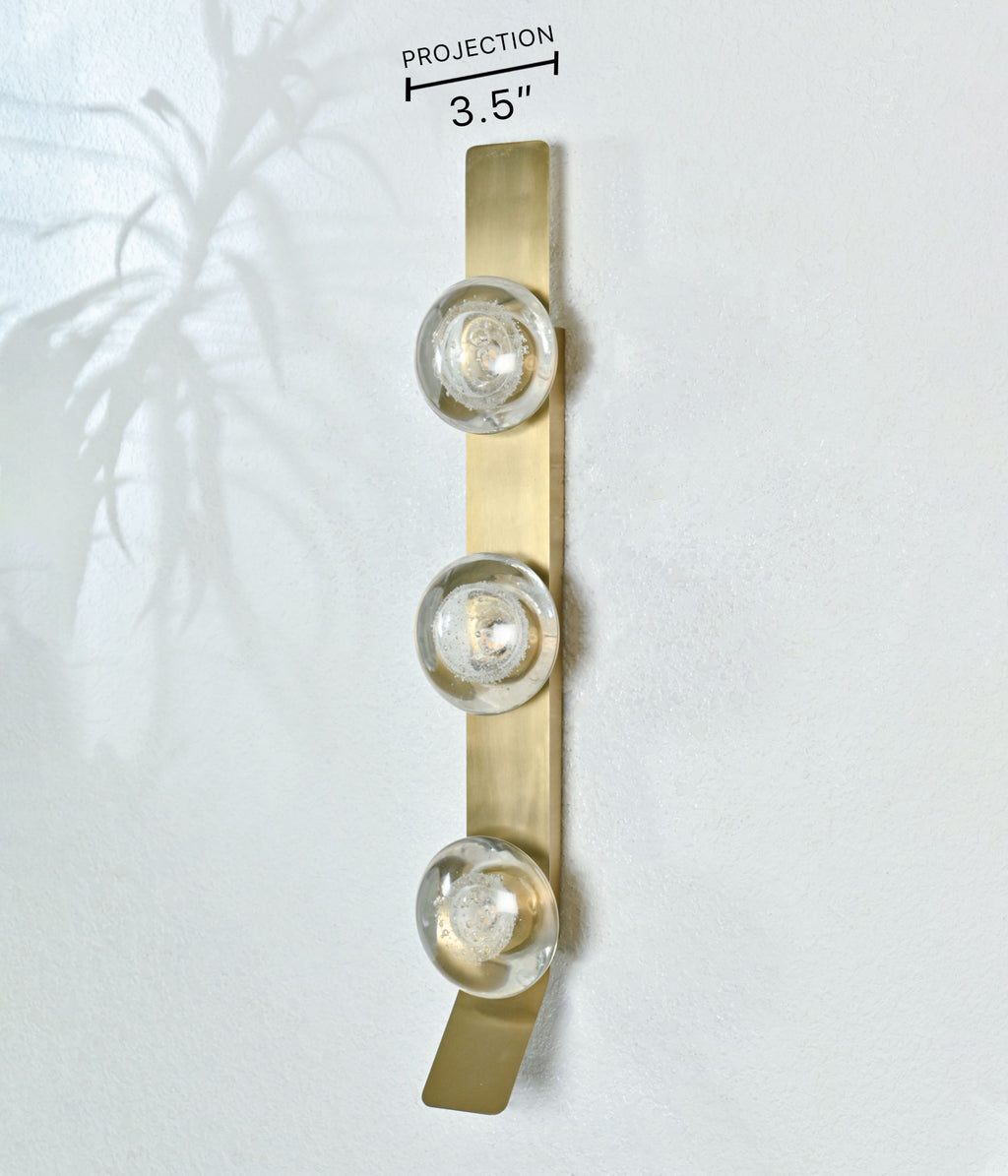 Trio Brass Glass Sconces