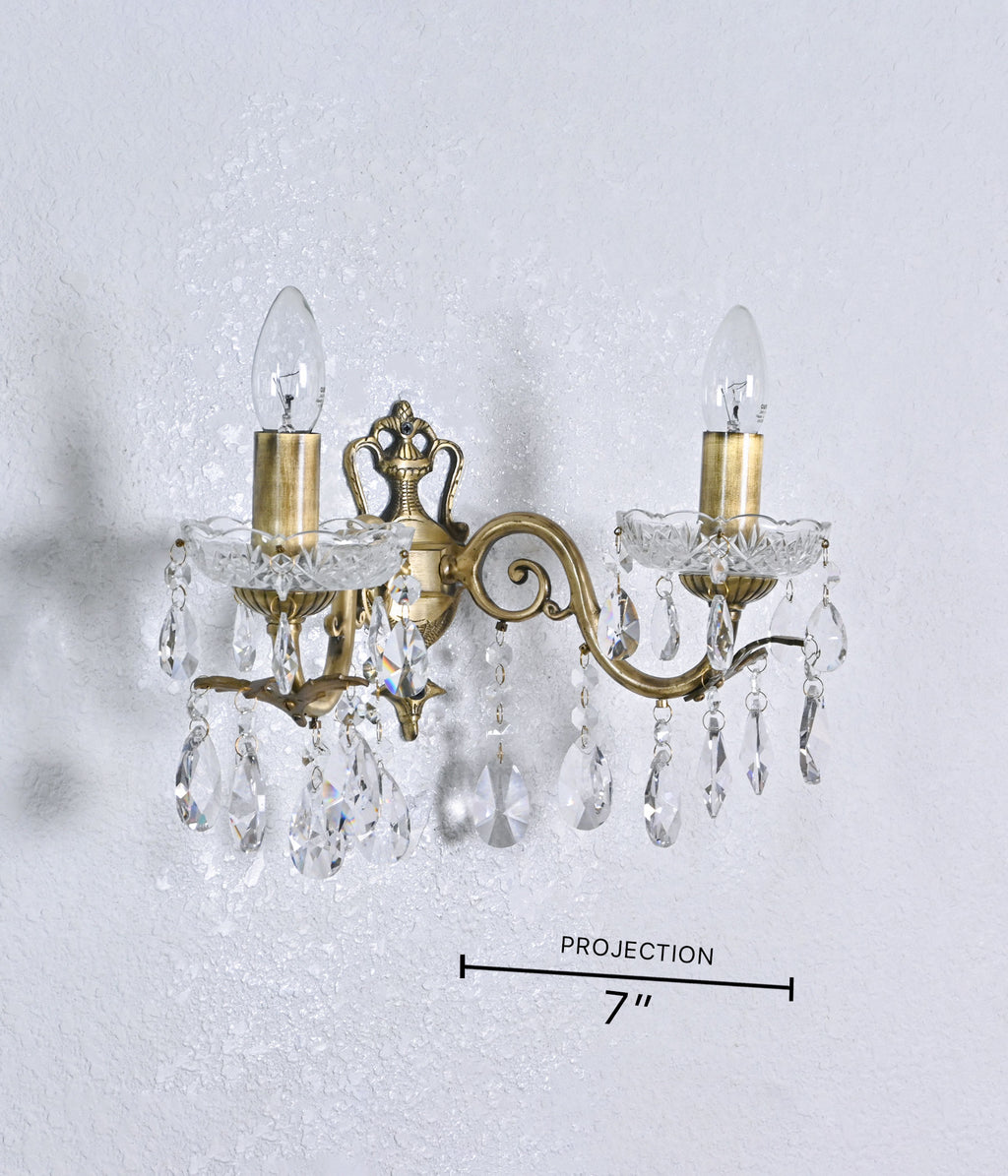 Radiant Crystal Brass Sconce