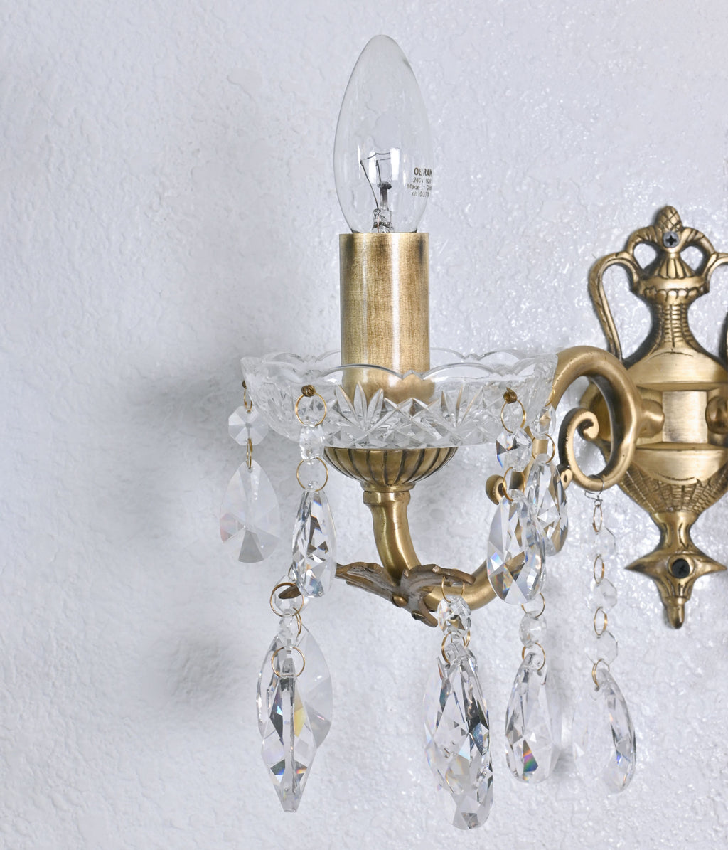 Radiant Crystal Brass Sconce