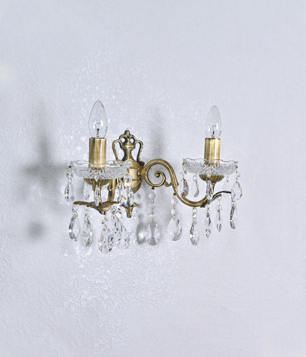 Radiant Crystal Brass Sconce