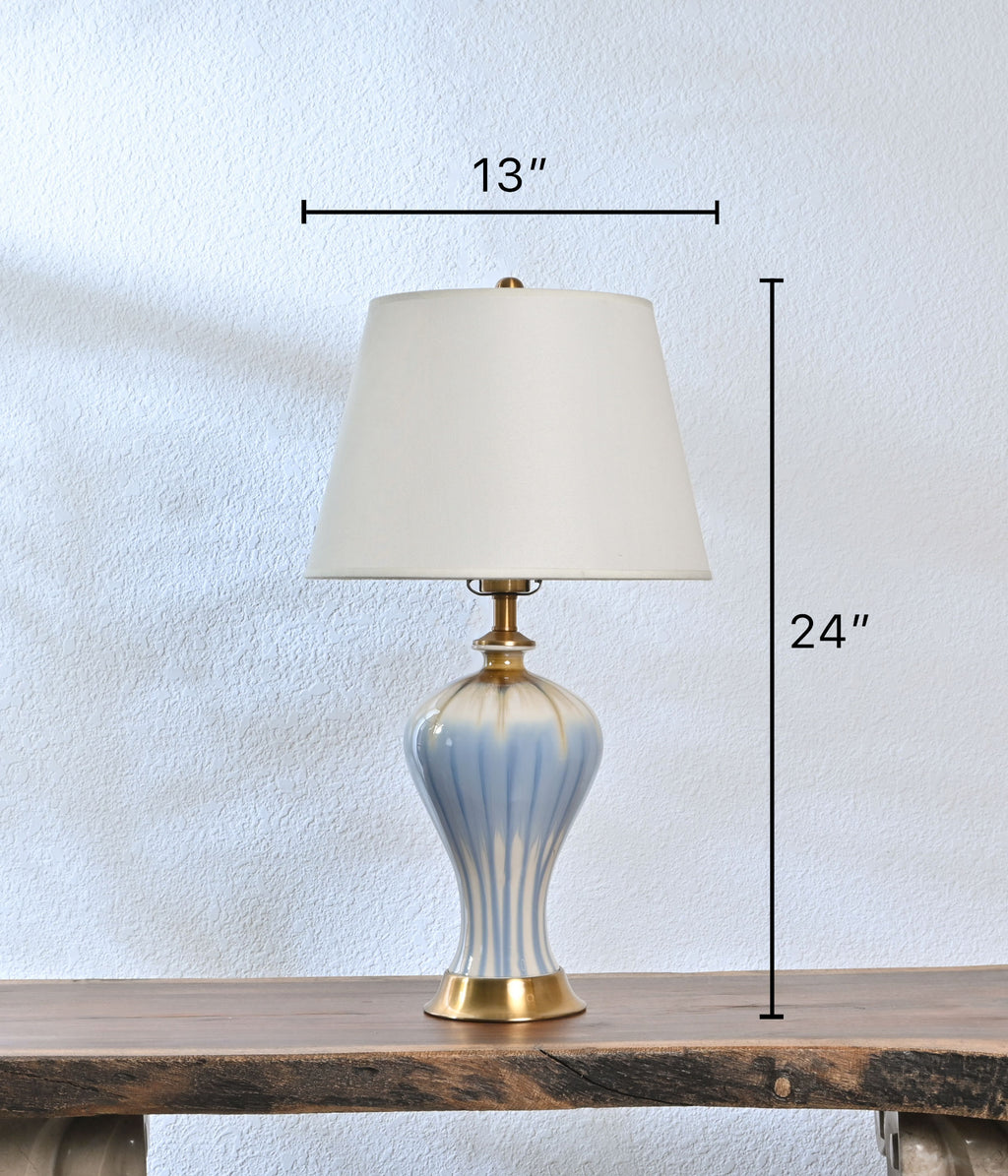 Serene Ceramic blue & gold lamp