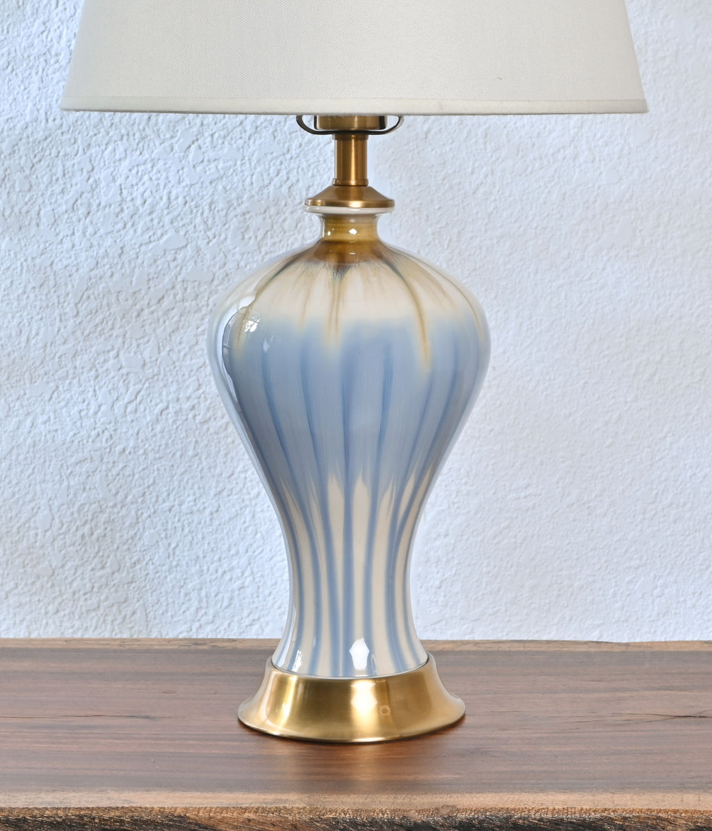 Serene Ceramic blue & gold lamp