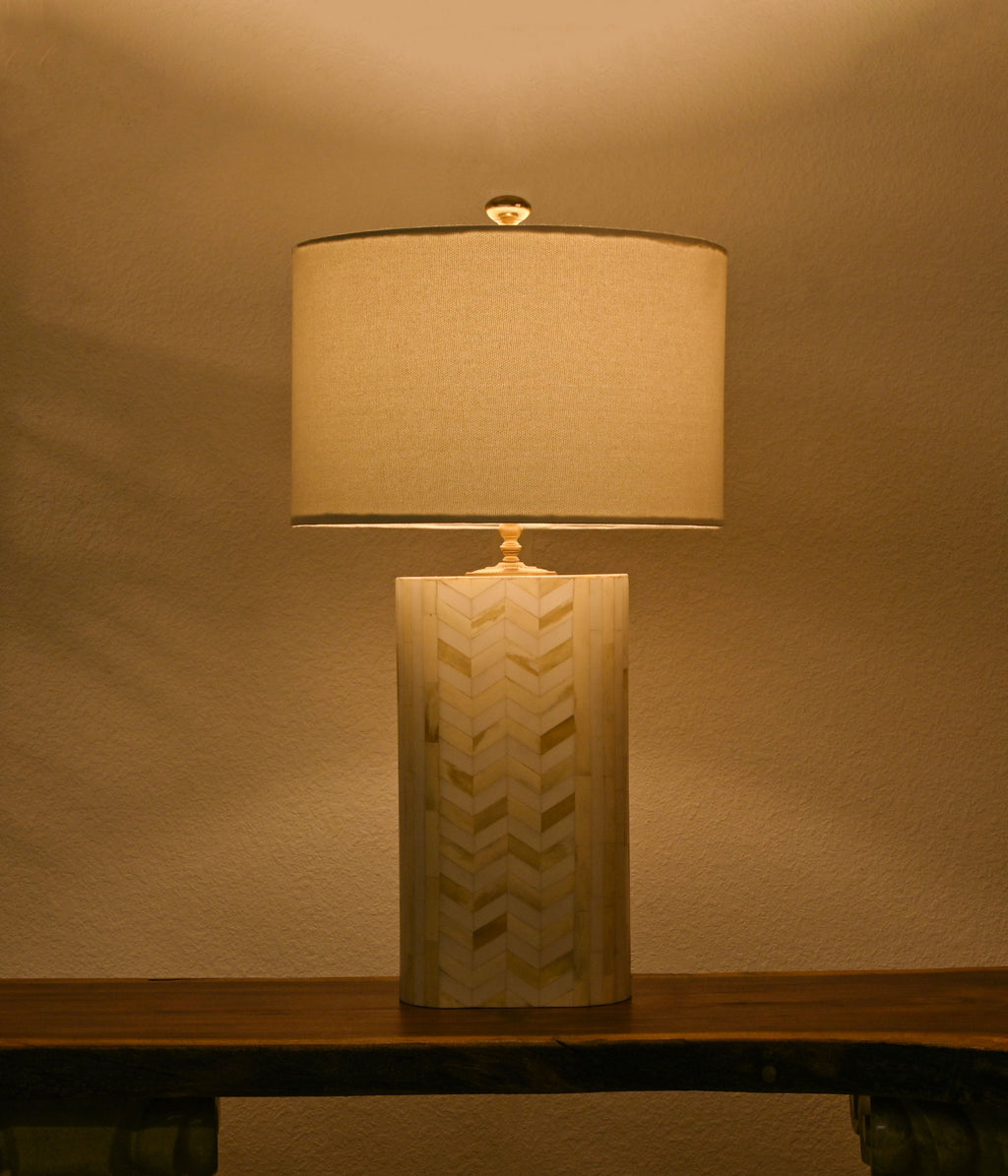 Shevron inley Artistry Luminary cream white lamp