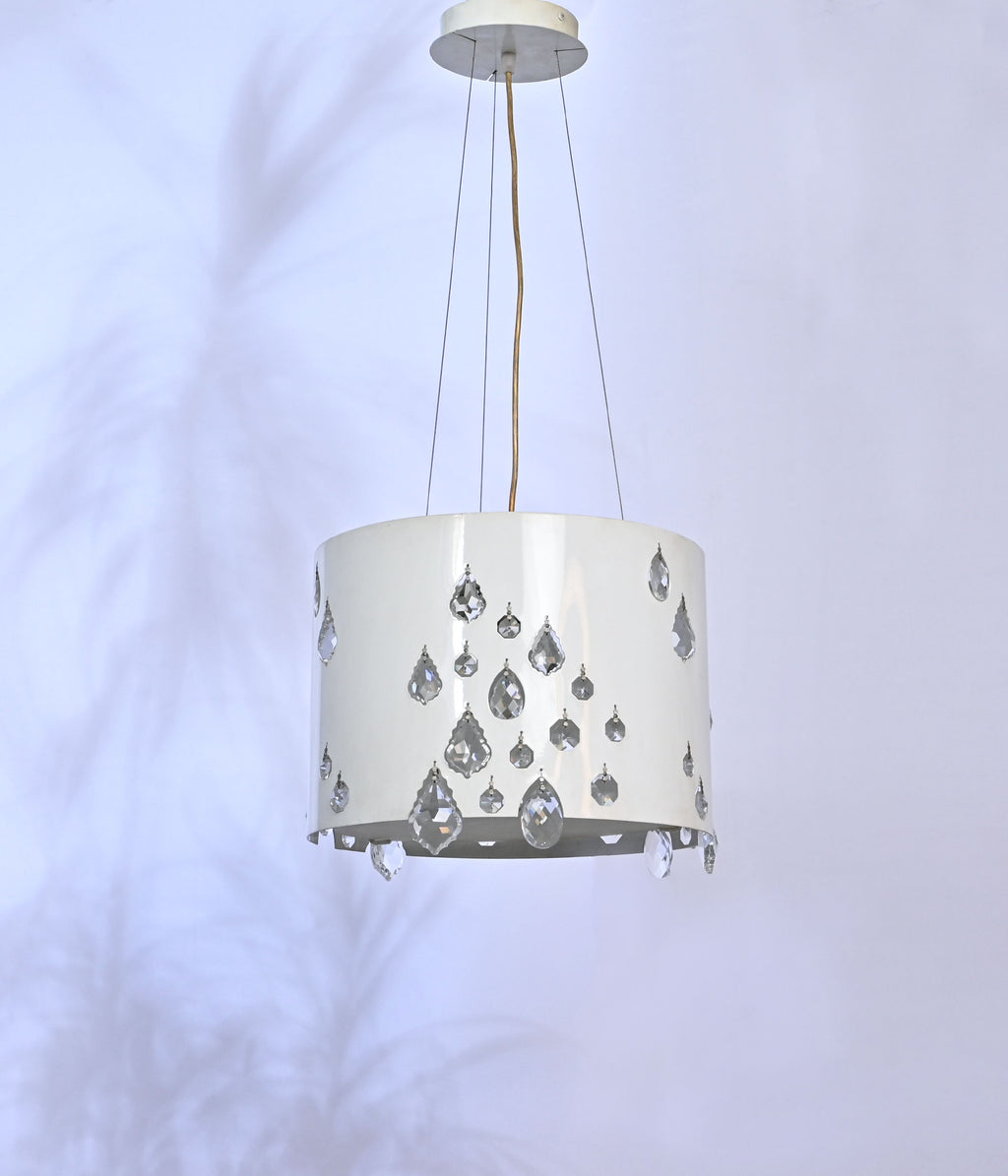 Glossy White Crystal Pendant Light