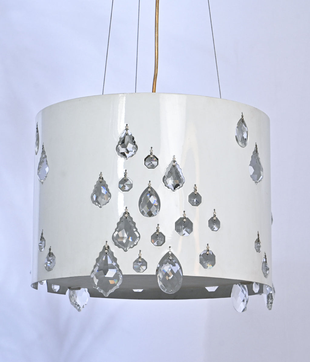 Glossy White Crystal Pendant Light