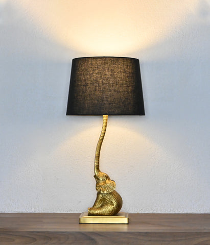 Matt Gold Elephant Lamp With Lamp Shade