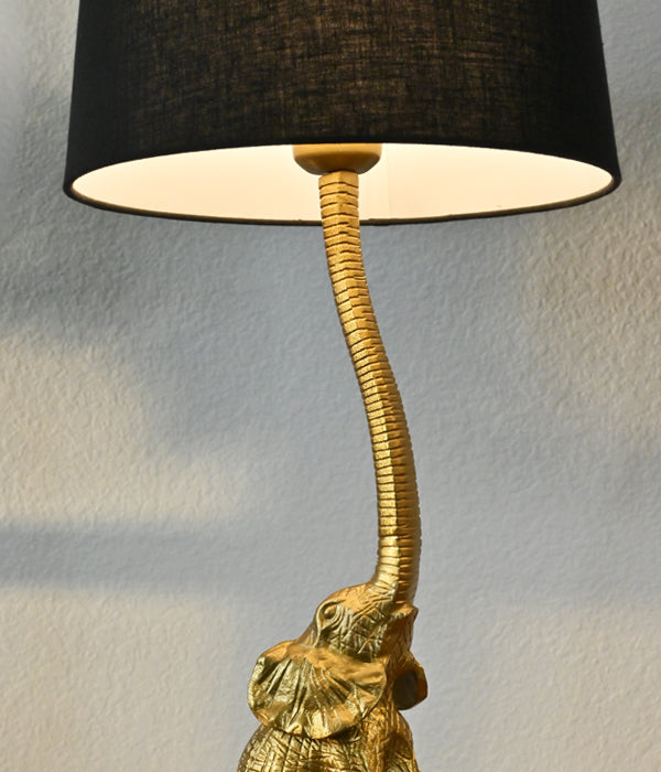 Matt Gold Elephant Lamp With Lamp Shade